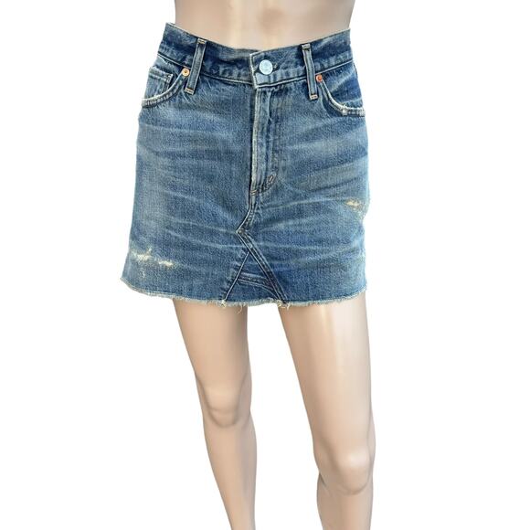 New Citizens of Humanity Premium Vintage Greenpoint Cut Off Denim Mini Skirt 27 - Picture 1 of 10